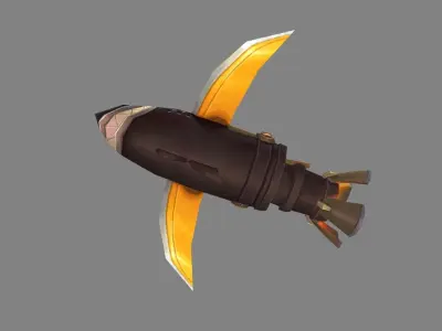 Cartoon shark rocket character Low-poly 3D model