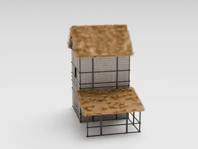 Medieval Woodworkers House Low-poly 3D model