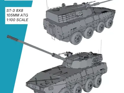 ST3 8x8 105mm ATG 3D print model