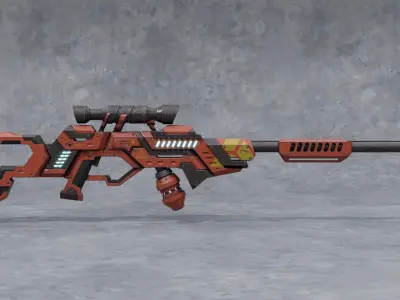 Sci-Fi Gas Powered Rifle Low-poly 3D model