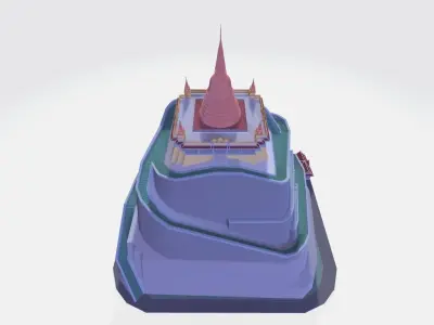 The Temple of the Golden Mount Bangkok Low-poly 3D model