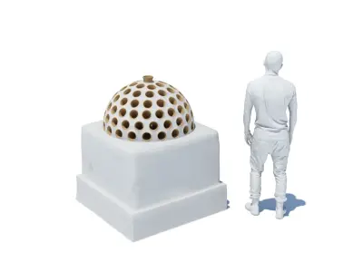 High medieval tiled stove Low-poly 3D model