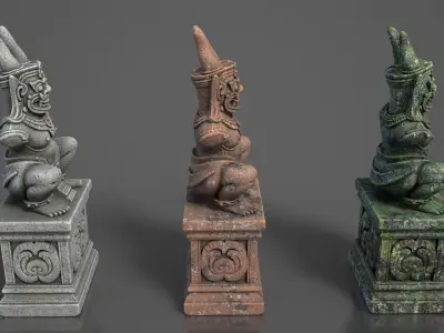 Ancient Khmer Statue15-250523 Low-poly 3D model