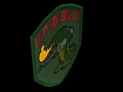 Patch alligator with gun on 3D model