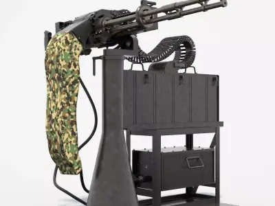 Gatling Gun with inner parts 3D model