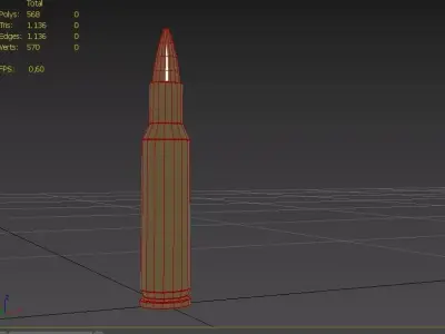 222 Remington Ammo Low-poly 3D model