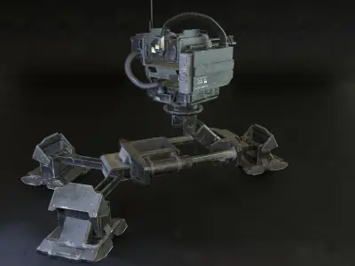 Turret Sentry Game Ready PBR Textures Low-poly 3D model