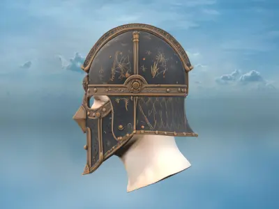 Viking-inspired Warrior Helmet Low-poly 3D model