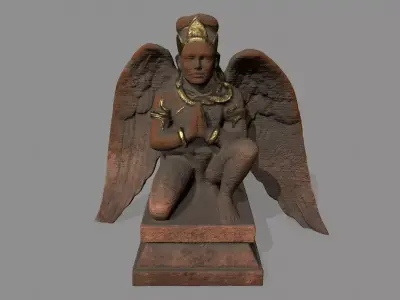 Angel egyptian statue with wings Low-poly 3D model