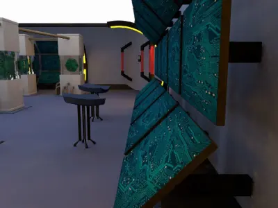 Scifi laboratory - low poly Low-poly 3D model