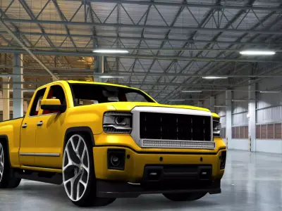customized yellow GMC Sierra 3D model