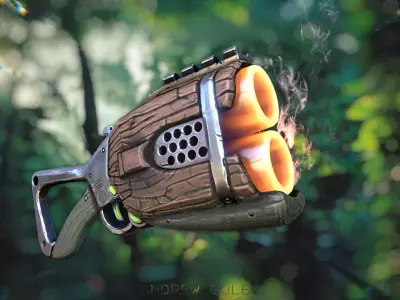 Gameready Stylized shotgun Low-poly 3D model