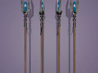 Stylized Melee Weapon Steampunk Spear PBR game ready Low-poly 3D Low-poly 3D model