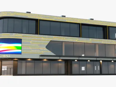 Commercial Shopping Center Night 3D model