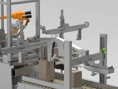 Packaging machine production process line 3D model
