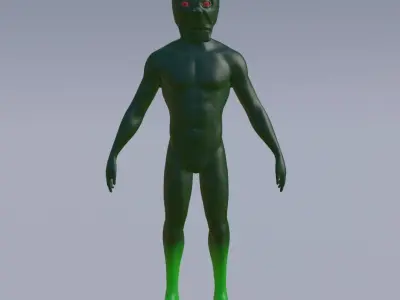 Reptile humanoid Low-poly 3D model