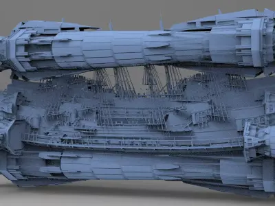 Sci fi Airship Space design City 3 3D model