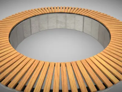 Cement Circular Bench  Low-poly 3D model