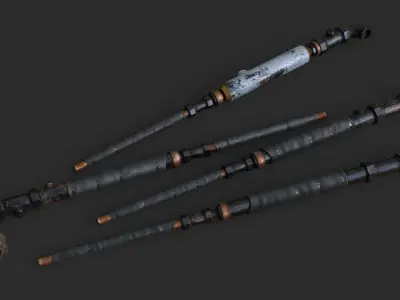 Plumbing Pipes Weapons Pack Low-poly 3D model