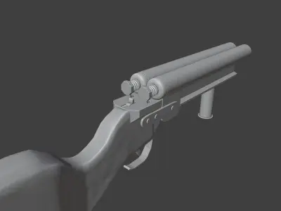 Model of a homemade shotgun for post-apocalyptic games Low-poly 3D model