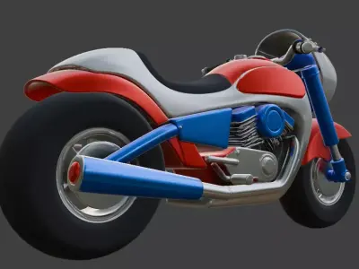 Cartoon Motorcycle 3D Model 3D model 5
