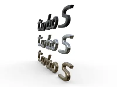 turbo s Porsche emblem nameplate 3D model