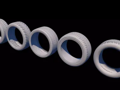 c4d Car tire Industrial model 5pack  blender Rubber Low-poly 3D model
