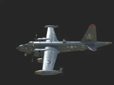 US NAVY P-2 Neptune anti-submersible aircraft Low-poly 3D model