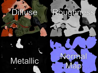 Young Soldier Character Rigged and Animated D Model Low-poly 3D model