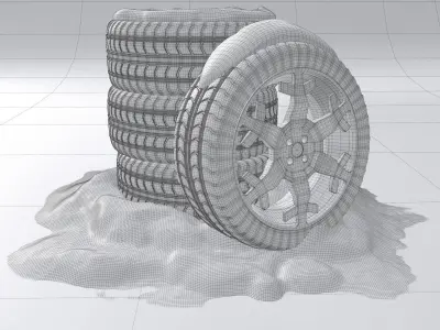 Snow tires set 3D model