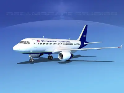Airbus A319 Jetliners Collection 3D model