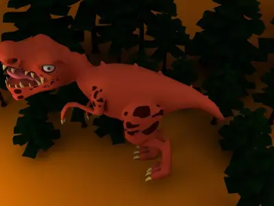 Dinasour Low Poly animated t - rex 3D model