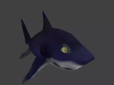 Hand Painted Low poly Cartoon Shark 3D model