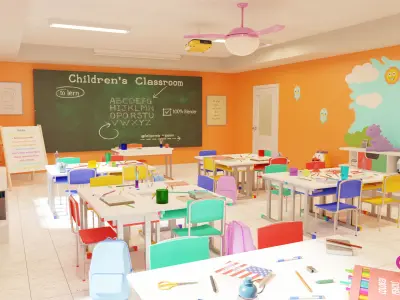CHIDRENS CLASSROOM LOW POLY SCENE Low-poly 3D model