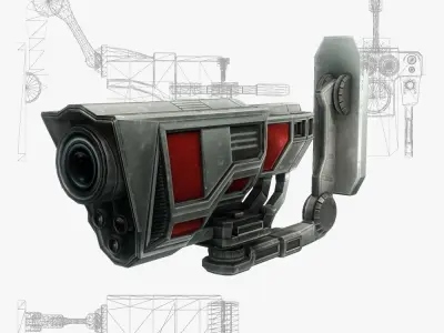 Security camera 03 sci-fi low poly Low-poly 3D model