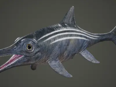 Ichthyosaurus Customizable Low-poly 3D model