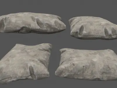 sanbag set pile of rocks Low-poly 3D model