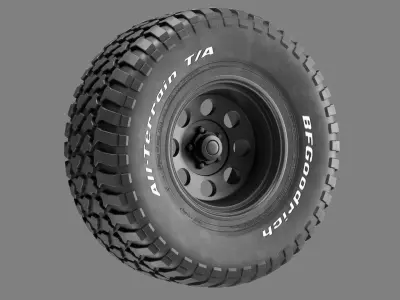 BF Goodrich AT Off Road Tire with Dirt Textures 3D model