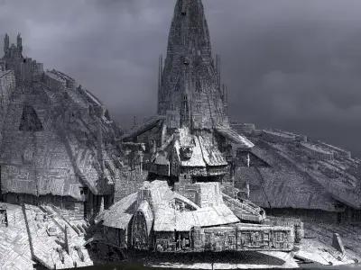 Jupiter Moon Ship Kitbash 3 3D model