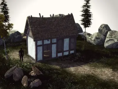 High Quality enterable Medieval house - Building K Low-poly 3D model