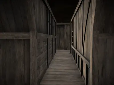 Medieval Lake Village - House 6 with interiors Low-poly 3D model