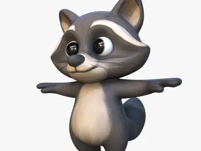 Cartoon Raccoon Low-poly 3D model