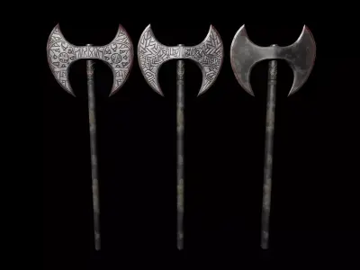 Viking Axe Pack-5 Low-poly 3D model