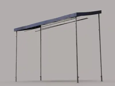 Metal Awning Outdoor Courtyard Side Canopy Structure 3D model