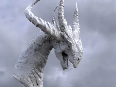 Horned Drake Head Sculpt  3D model