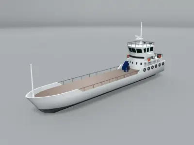 Offshore Commercial Work Boat Barge LOWEST Low-poly 3D model