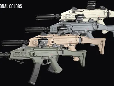 Tactical Modular SMG CZ Scorpion EVO 3 A1 Low-poly 3D model