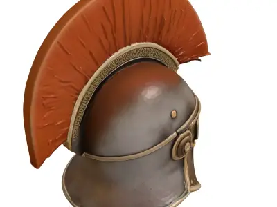 Bronze Ancient Greek Helmet with Plume 3D model