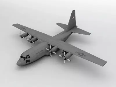 Lockheed C130 Hercules Military Aircraft LOW Low-poly 3D model