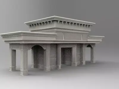 model building with two columns and roof Free low-poly 3D model